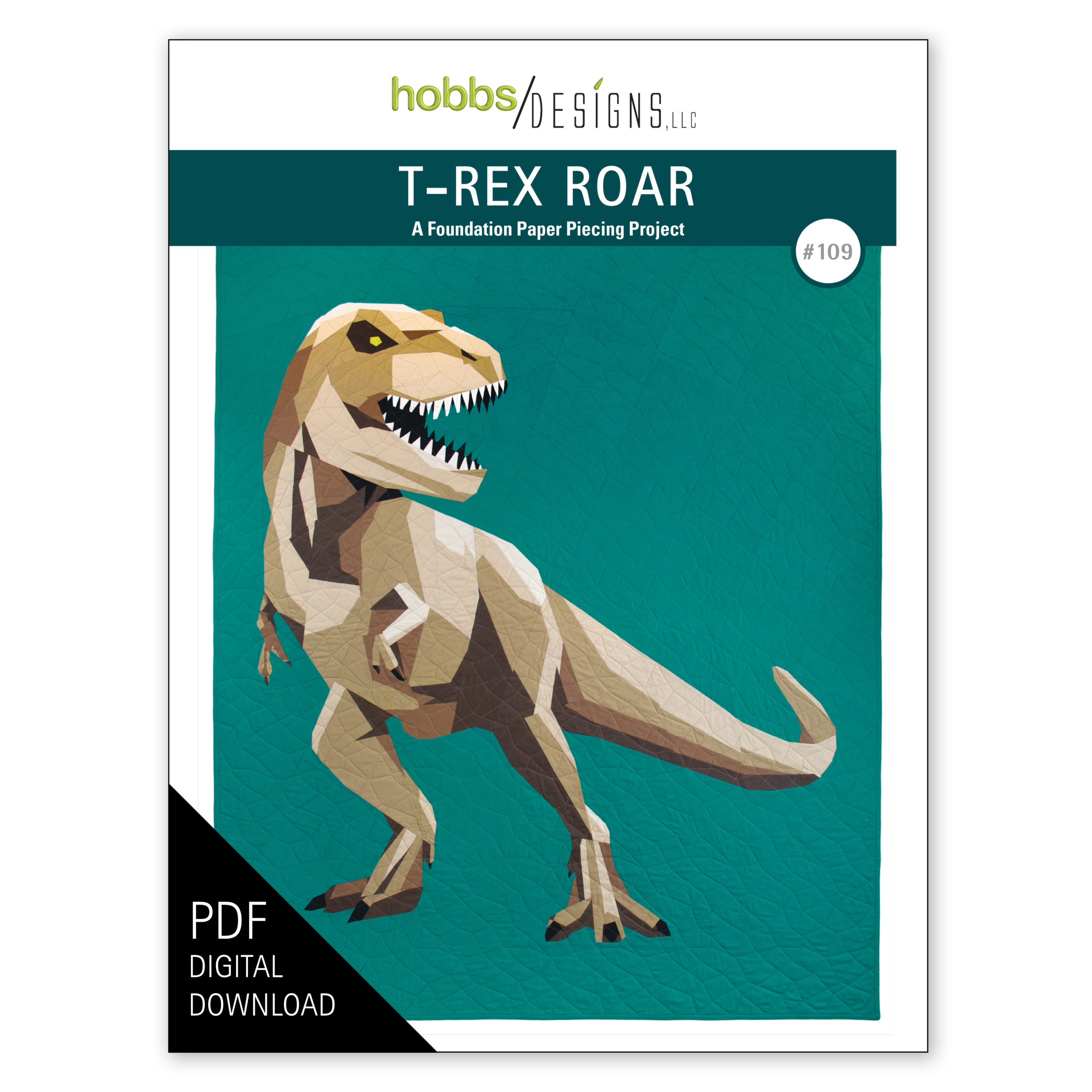 T-Rex Roar Digital Quilt Pattern Cover